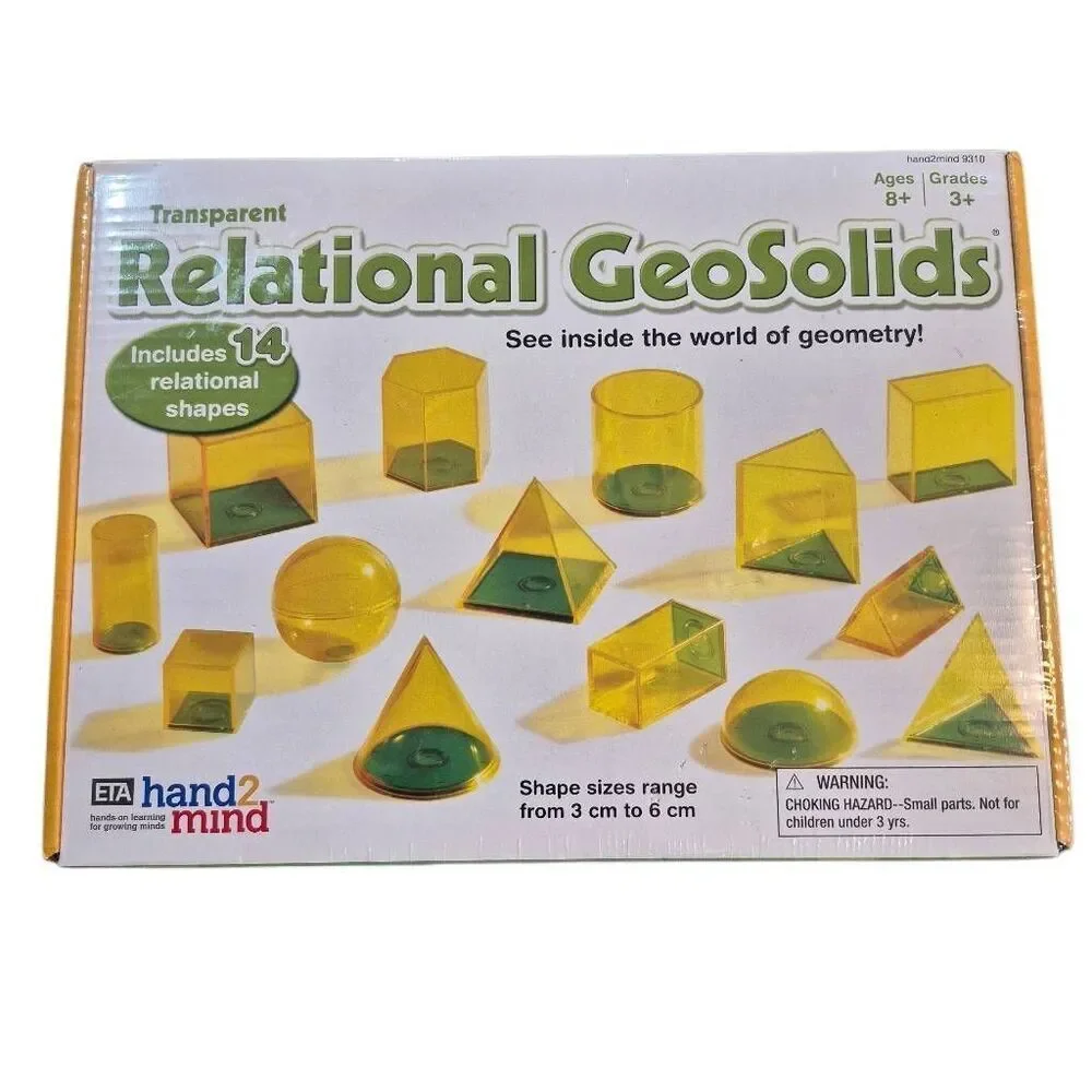 Hand2mind Transparent Relational GeoSolids (14-Piece Geometry Set) NEW